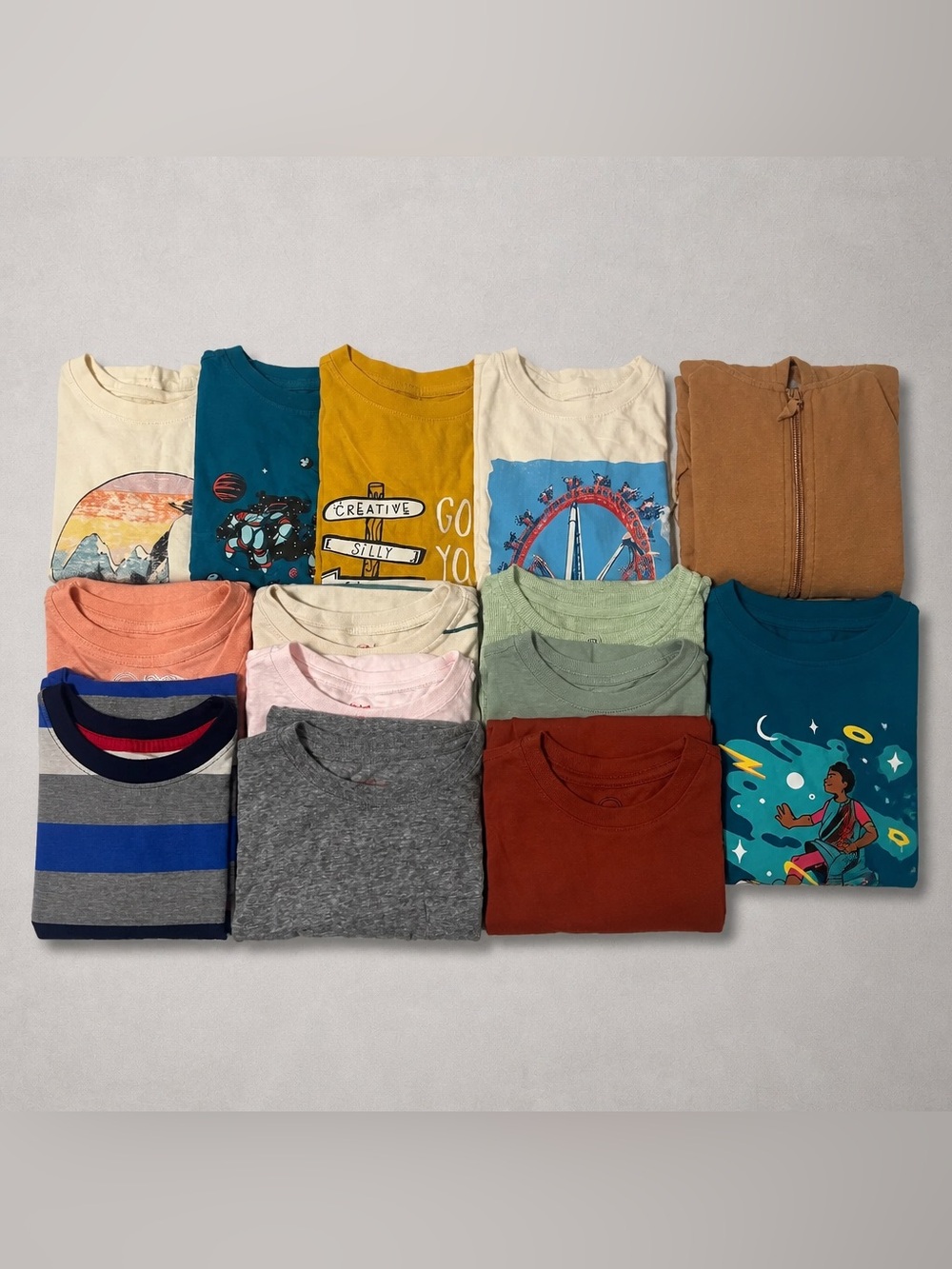 Kids Small (6/7) Short Sleeve Shirts Variety Pack (14) Multicolor 1 Tan Hoodie